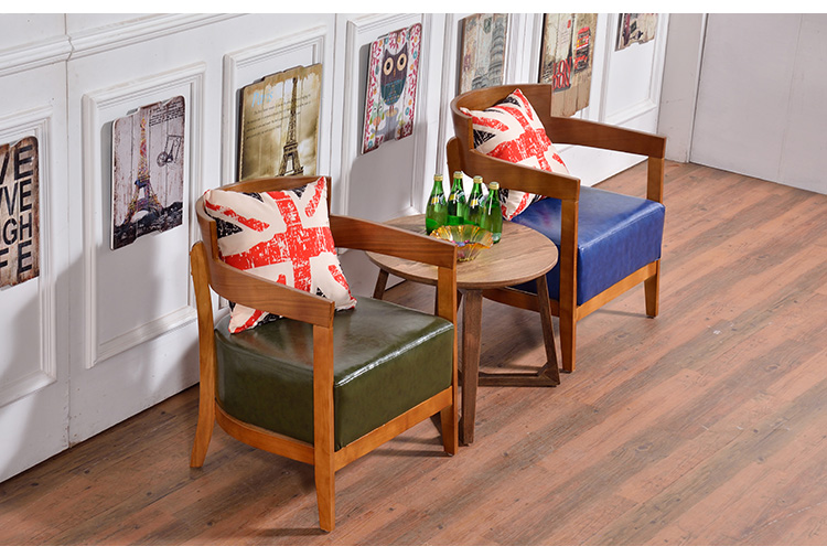 Nội thất nhà hàng phương Tây tráng miệng cửa hàng bàn ghế sofa ghế cà phê ghế tròn Bắc Mỹ Ghế gỗ đàm phán rắn 2 người bàn ghế - FnB Furniture chân bàn sắt