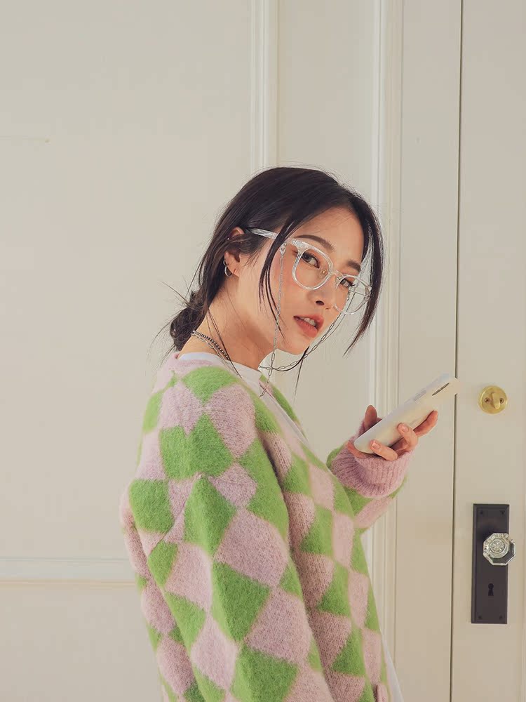 螞蟻阿宅.100%☆韓國代購官網正品支持驗證☆stylenanda-時尚百搭甜美菱格紋長袖針織外套( 預購)3色