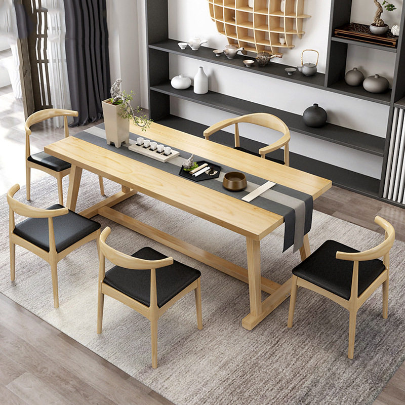 Tea table solid wood tea table dining table dual-purpose table simple modern coffee table 1 meter 8 home kung fu tea table and chair combination