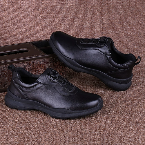 Износостойкая кожаная спортивная обувь для отдыха, мужские нескользящие туфли для кожаной обуви, тренд сезона, из натуральной кожи, воловья кожа