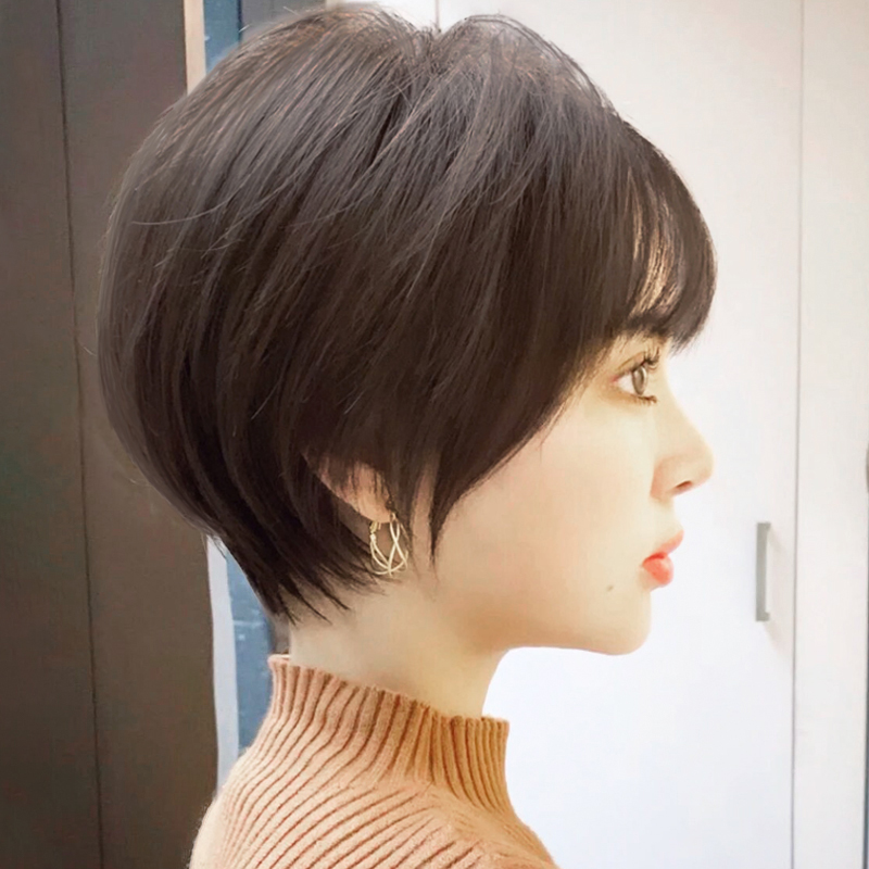 Wig women short hair 2021 fashion new natural full head sleeve round face medium short wave wave head simulation wig set