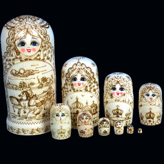 Russian matryoshka 10-layer log hand-painted dried basswood harbin tourist souvenir holiday gift ornaments