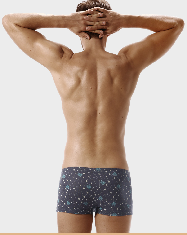 Bảy con sói quần lót nam võ sĩ cotton cotton mùa hè thoáng khí thanh niên quần short đầu bốn chân quần lỏng lẻo - Giữa eo quần lót khe nữ triumph