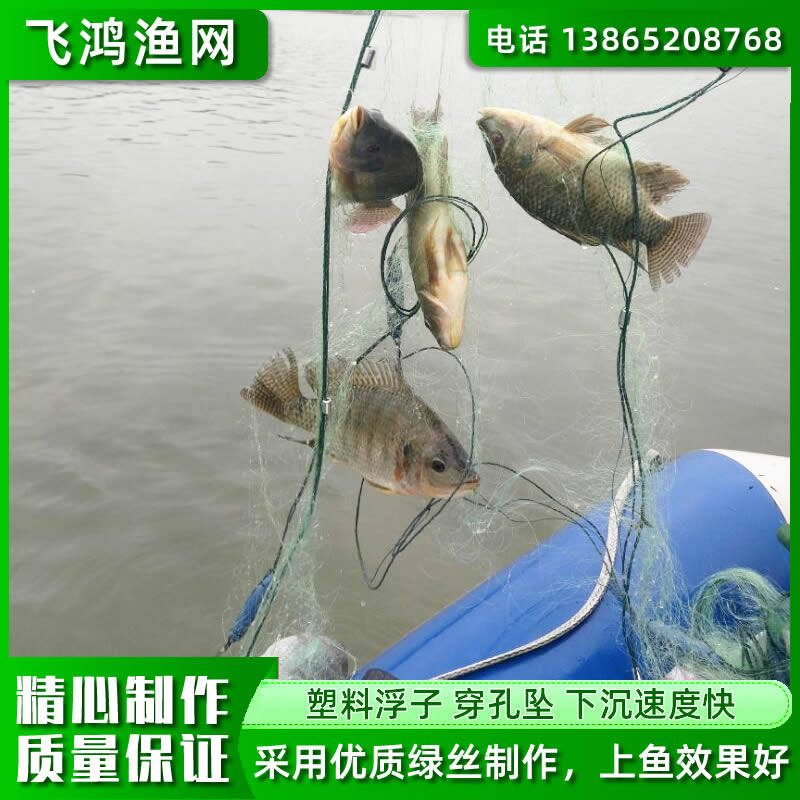 Green silk 4 meters 5 meters 6 meters high 100 meters long plastic floating perforated fall three-layer fishing net fish net adhesive mesh fishing net