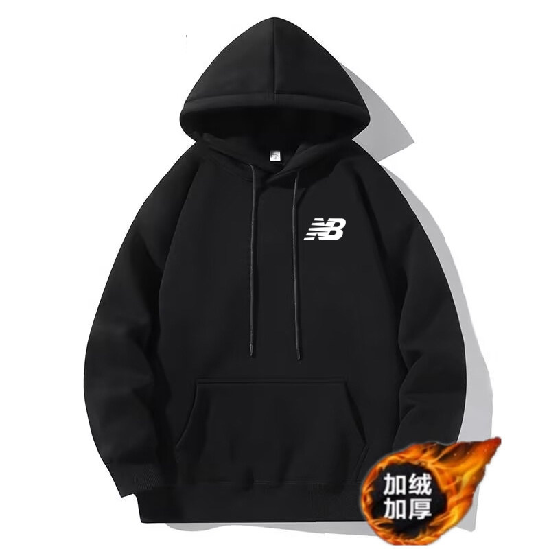 Бренд Tide, осенне-зимние новые мужские и женские куртки из хлопка NB для пар, свободные повседневные куртки большого размера плюс бархатный свитер с капюшоном Изображение 1