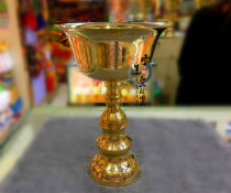 Nepalese thickened carved brass butter lamp lamp holder brass lamp (diameter 22 cm)