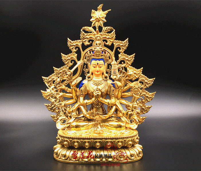 Tibetan-style Gilt Bronze Statue of Mother Zhunti Buddha (26cm)
