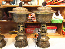 Nepalese hand-carved gold-painted eight auspicious butter candle lamp holder everlasting lamp candle holder diameter 30cm