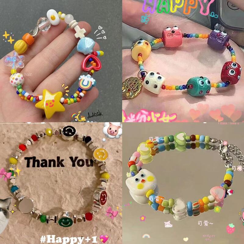 Dopamine Bracelet, High Aesthetic Appeal, Student Style, Cute Cartoon Stars, Rainbow Beads, Niche Design, Best Friend Jewelry