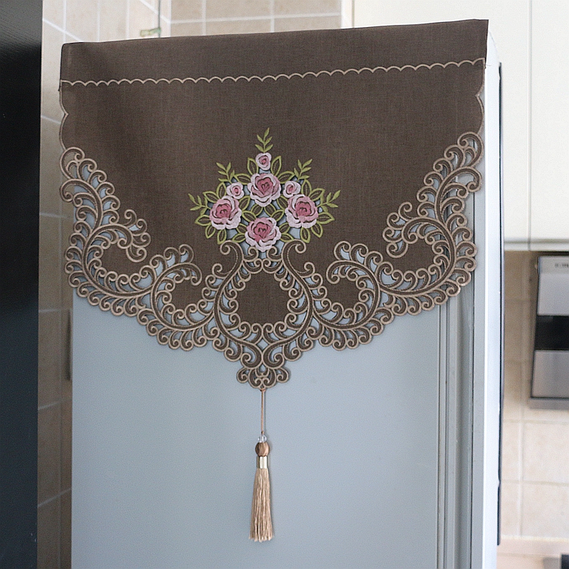 Refrigerator cover cloth Household door single and double door European new Chinese cover towel Washing machine embroidery fabric dust cover