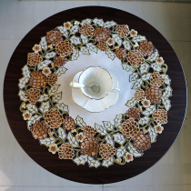 Large round tablecloth fabric European American Chinese style home embroidered Pine Cone tea table cloth hollow table mat