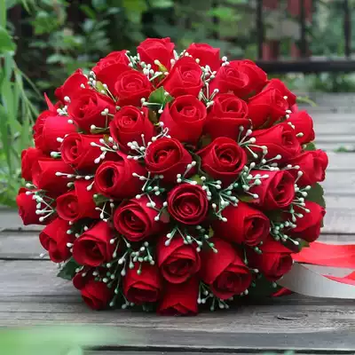 Hand bouquet Bride wedding high-end red rose flower ball large bouquet props Wedding supplies hydrangea wedding photos