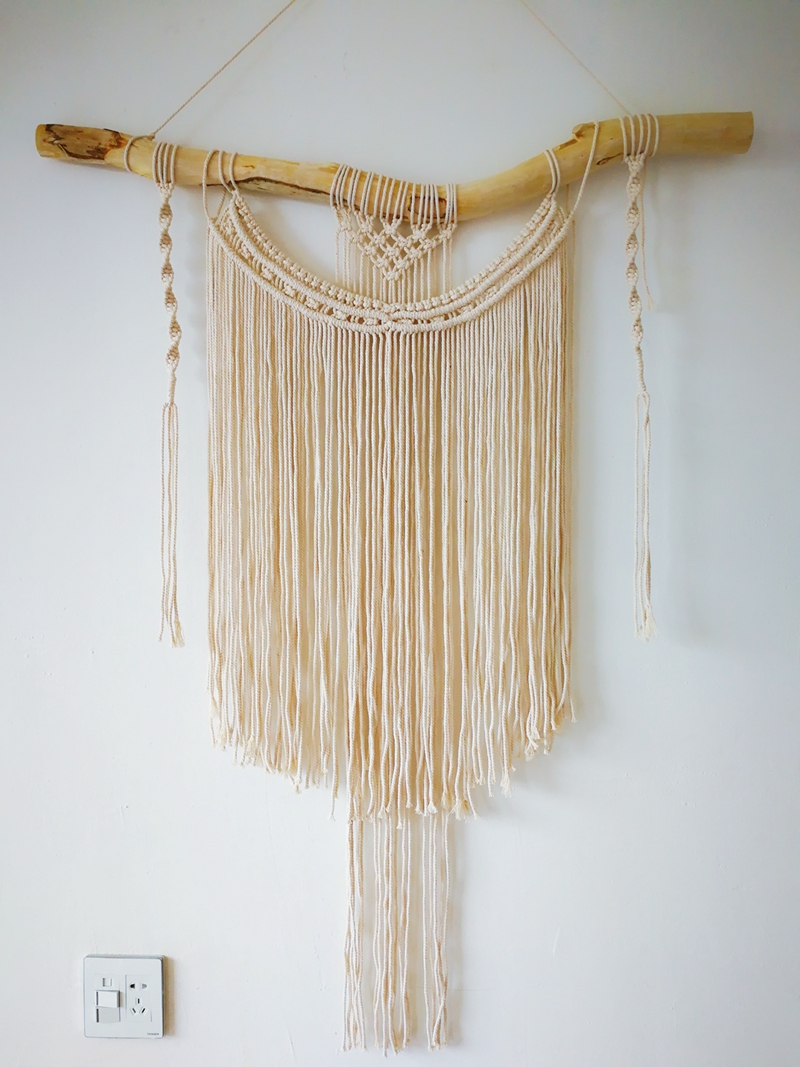 Tấm thảm làm bằng tay Macrame thanh gỗ tự nhiên thanh gỗ tự nhiên thảm treo tường giá rẻ