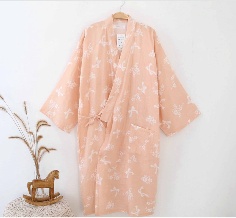 Kimono bông gạc đồ ngủ nam giới và phụ nữ dịch vụ nhà kích thước lớn Nhật Bản dài tay áo choàng áo tắm mồ hôi quần áo phong cách mới