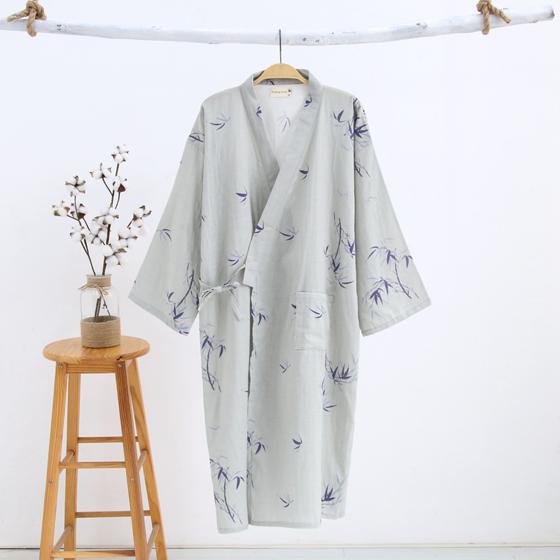 Kimono bông gạc đồ ngủ nam giới và phụ nữ dịch vụ nhà kích thước lớn Nhật Bản dài tay áo choàng áo tắm mồ hôi quần áo phong cách mới