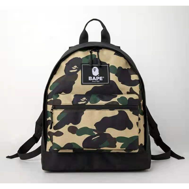 Japanese Trendy Brand Bape Baby Backpack Camouflage Ape Head Double Shoulder Bag Travel Unisex Student Versatile Backpack Fashion