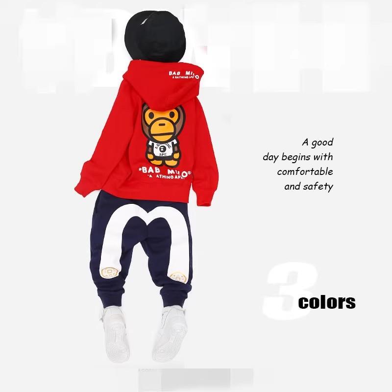 Japanese Trendy Brand Bape Autumn and Winter Cotton Terry Children's Casual Top Unisex Hooded Sweatshirt Zip-Up Casual Jacket