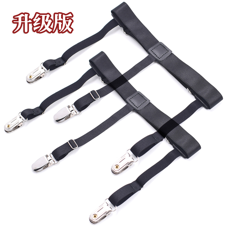 Châu Âu và Hoa Kỳ áo sơ mi unisex chống nhăn chân vòng kẹp đàn hồi đen nylon cao đàn hồi dày vành đai garter dây nịt chân