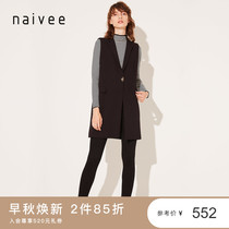 Navi 2021 spring new professional commuter temperament black medium-long suit vest windbreaker jacket thin slim