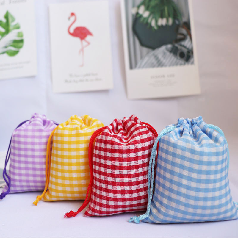 Classic color polyester plate small cloth bag red jewelry bag yellow bag gift bag pull rope bag