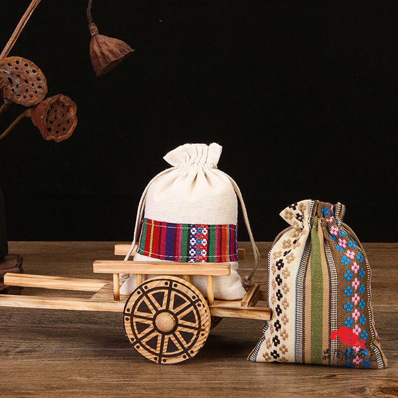 2023 Original 11*15 Ethnic Features Buddha Jewelry Bag Pumps Little Brush Bag Pull Rope Bag