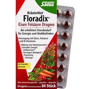 Floradix德国便携铁元片补铁调气养血84粒*4