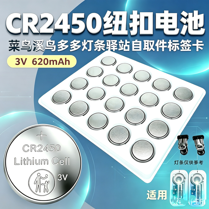 Cr2450 Button Battery 3V Suitable for Cainiao Duoduo Station Pick-Up Light Dedicated Tray Large Capacity 3V Battery Cr2450 Button Battery 3V Suitable for Cainiao Duoduo Station Pick-Up Light Dedicated Tray Large Capacity 3V Battery