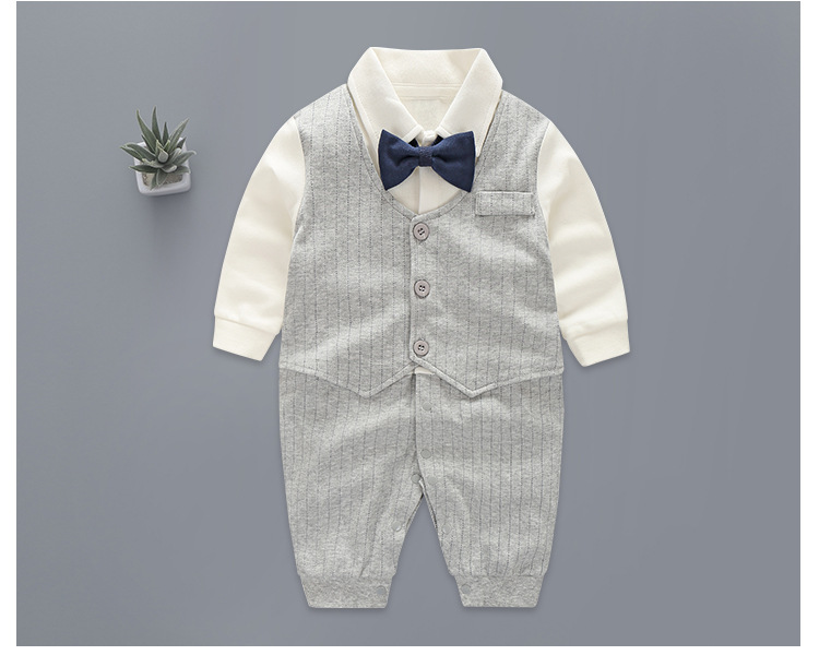Phiên bản Hàn Quốc của quý ông sơ sinh trăng tròn trăm ngày tuổi tay áo dài bé trai quần áo cotton hộp quà bé xuân hè sắm đồ sơ sinh