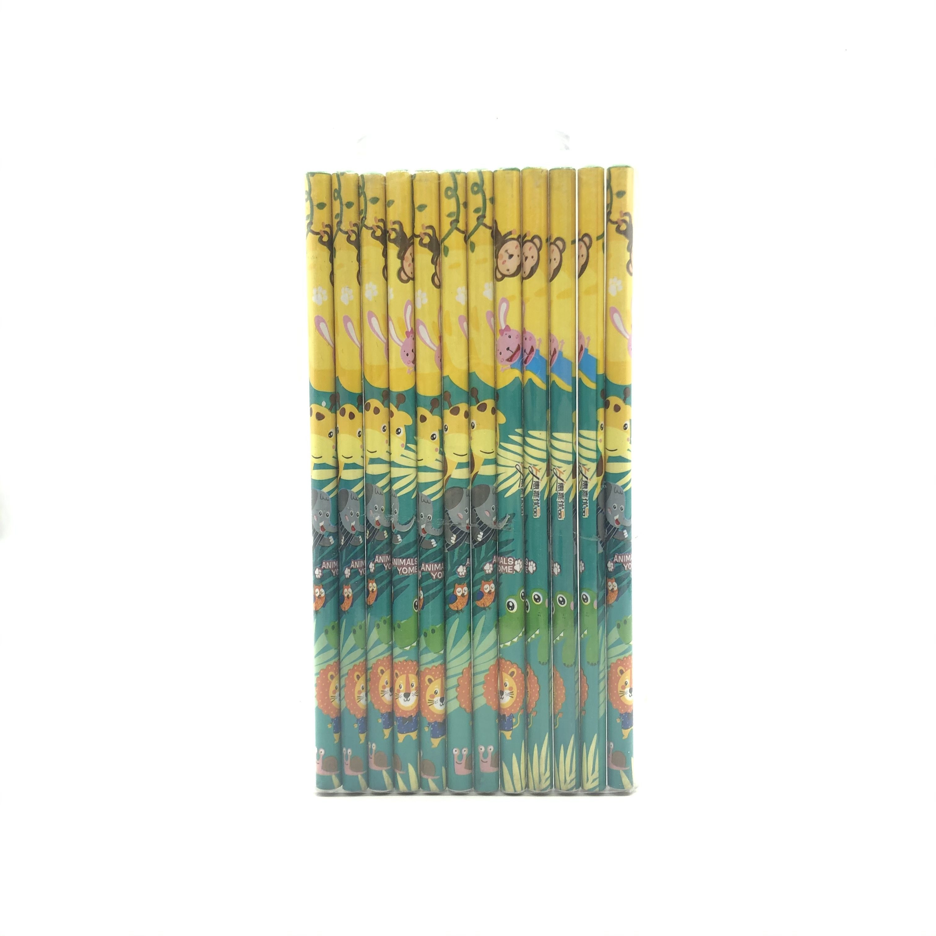 61 Elementary School Students Bagged 12 Pencil Children Cartoon Wooden Pencil HB Chipping Kindergarten Birthday Gift Prizes