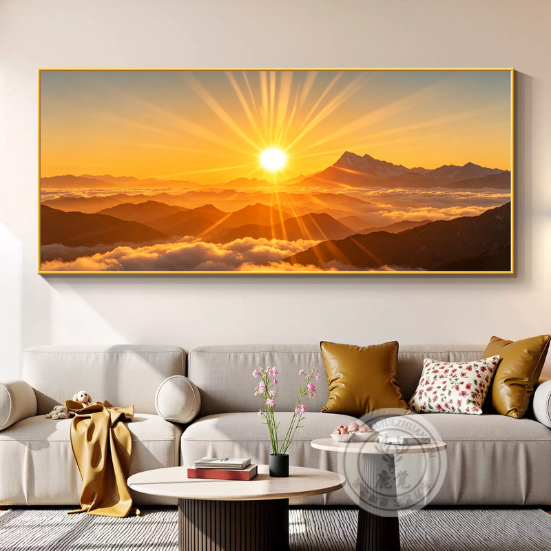 Sunrise in the East Decorative Painting for Bedroom Headboard, Grand Sun Mural, Rising Sun in the East, Living Room Sofa Background Wall Sunrise in the East Decorative Painting for Bedroom Headboard, Grand Sun Mural, Rising Sun in the East, Living Room Sofa Background Wall