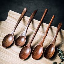 Japanese-style solid wood spoon long handle soup spoon eating spoon wooden spoon household children drink soup and take honey special spoon