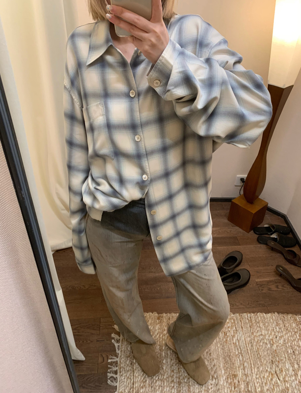 Ourlag Style Custom Woven Fabric Gradient Denim Blue Plaid Long-Sleeve Shirt Jacket Loose Niche Retro Silhouette Ourlag Style Custom Woven Fabric Gradient Denim Blue Plaid Long-Sleeve Shirt Jacket Loose Niche Retro Silhouette