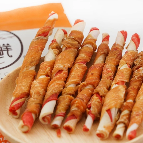 妙三鲜 Педан -закуска куриная вяленая кожи для кожи устойчивые кусание щенки утиные мясо чистые зубы, кусочек клейка кальций с прутью для собак стержень