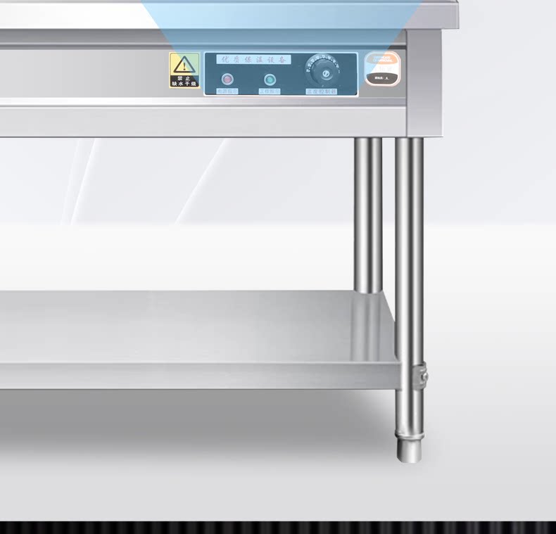 Коммерческая кухня приправа автомобиль 不锈钢商用电热保温售饭台4格6格8格10格售菜台快餐汤池分餐桌