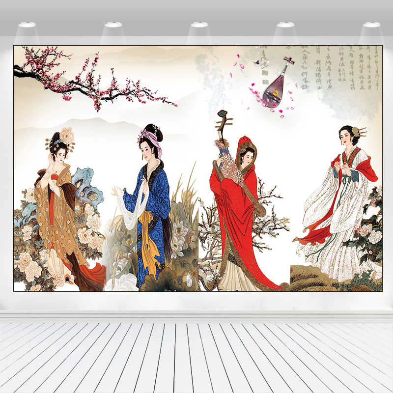 レトロな中国の応接間の装飾画古画山水画人物画壁画四大美女画4枚Q 四大美人画新款- 四大美人画2021年新款- 京东