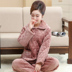 Bộ đồ ngủ mùa đông nhung nữ bằng vải bông ấm áp ba lớp dày mẹ chồng phù hợp với người trung niên bộ gió nữ đẹp Bộ Pajama