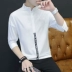 Inch quần áo nam nửa tay áo mùa hè vải lanh nam tay áo bảy điểm tay áo trắng tay dài tay dài Slim inch nam áo sơ mi nam 2020 Áo