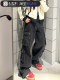 阿迪达斯三叶草牛仔裤男女王安宇同款休闲阔腿工装裤JY0203JY0204