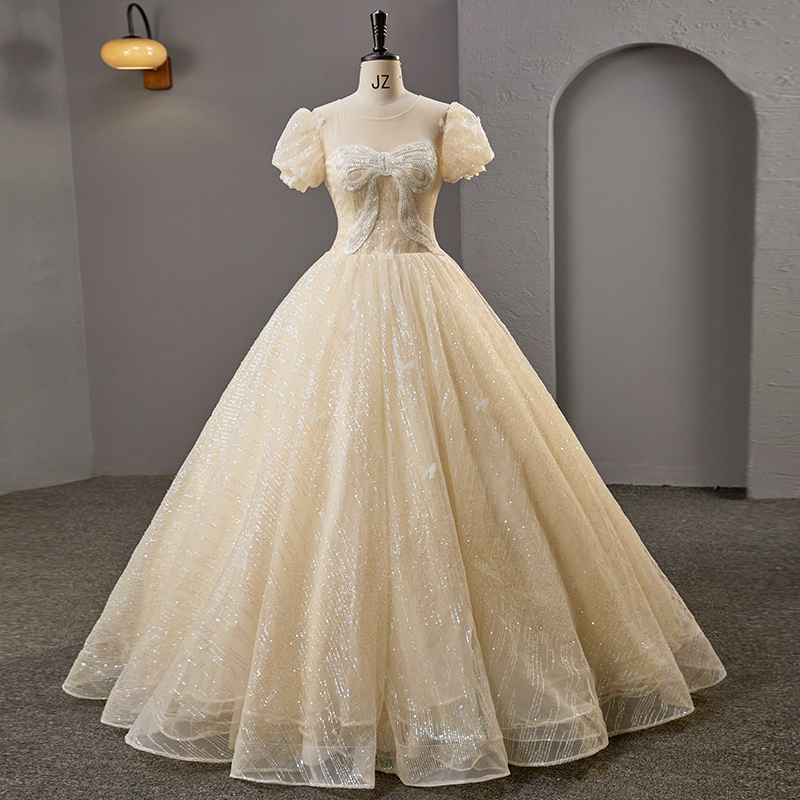 New Champagne Color Adult Ceremony Light Luxury Disney Princess Evening Dress Performance Art Test Engagement Vocal Tutu Skirt
