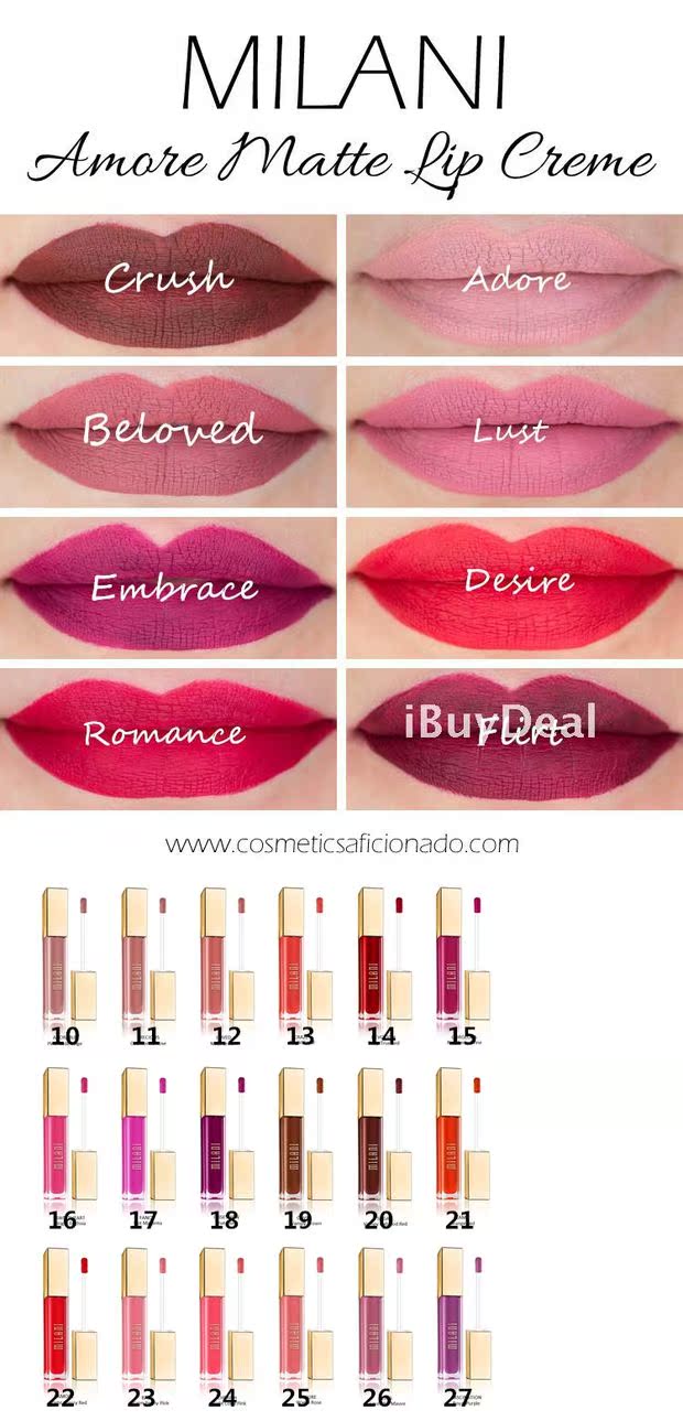 Mỹ Milani Lip Glaze Amore Matte Matte Lip Glaze Matte Lip Gloss 12 22 Sản phẩm mới - Son bóng / Liquid Rouge 	son bóng đẹp	
