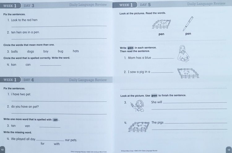 Evan-Moor全集美国加州非常著名的PDF教材  Daily Language Review Grade 1-8 儿童英语练习册练习题 1年级-8年级 12345678年级完整电子版