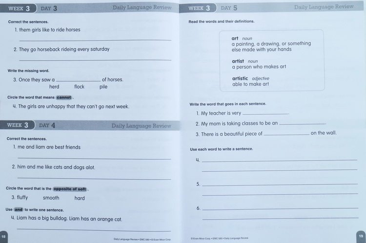 Evan-Moor全集美国加州非常著名的PDF教材  Daily Language Review Grade 1-8 儿童英语练习册练习题 1年级-8年级 12345678年级完整电子版