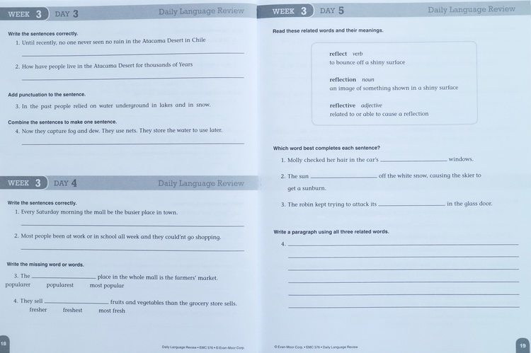 Evan-Moor全集美国加州非常著名的PDF教材  Daily Language Review Grade 1-8 儿童英语练习册练习题 1年级-8年级 12345678年级完整电子版