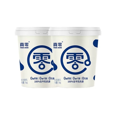 【顺丰包邮】真零0添加蔗糖低GI低温酸奶1kg*2桶发酵酸奶营养代餐