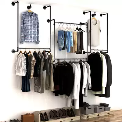 Clothing store industrial style retro Wall water pipe baking paint display hanger front side hanging hanging hanger hanger hanger