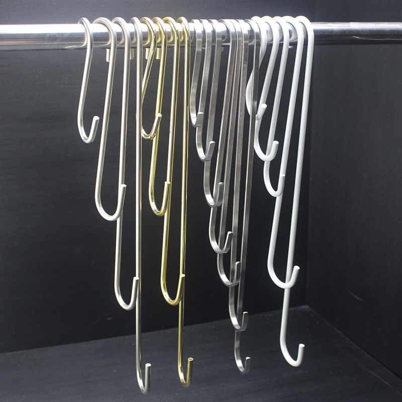 Clothing Store Hanging Board Lengthened S Hook White Clothes Hanger Stainless Steel Flat Hook Zips Round Pants Type Hung Hanger Hook