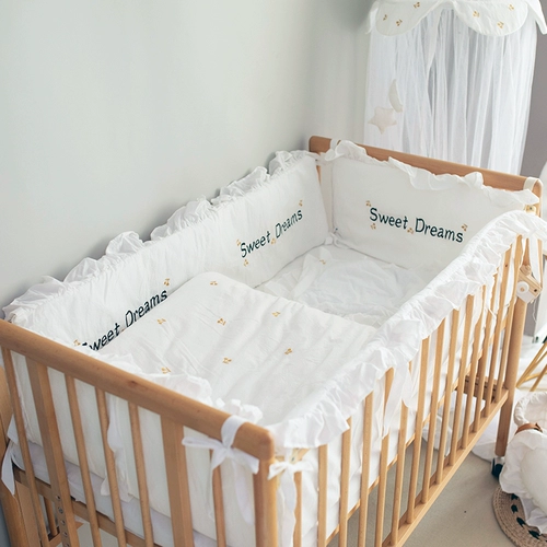 Кроватка, бортики, дышащее покрывало, хлопковое ограждение, лента, съёмная сумка, защита от столкновений, с вышивкой