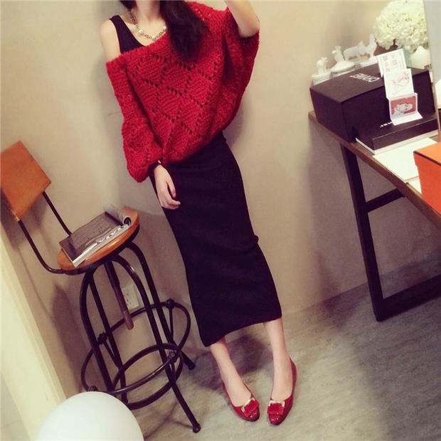 2017 mùa thu mới của Hàn Quốc phụ nữ áo len hai mảnh phù hợp với váy Slim mỏng dài tay áo len váy váy đẹp mùa hè