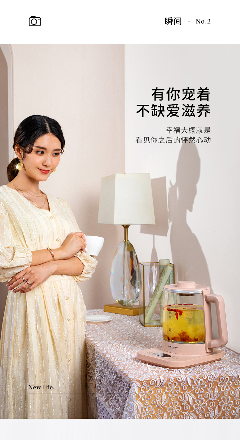 生活元素 多功能全自动养生壶 煮茶器 高硼硅玻璃杯身 1.5L 图19