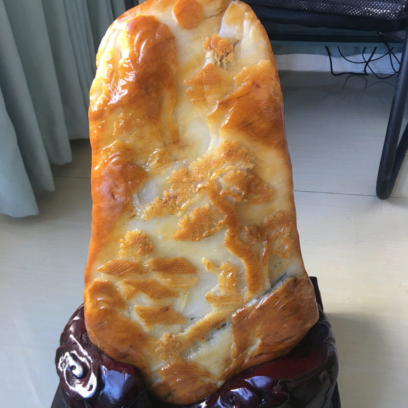 Yunnan Huanglong jade fine carving Shanshui town house jewelry rough stone ornament collection ornaments Our store developer has good quality and low price